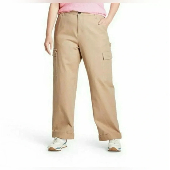 Sandy Liang For Target Womens Cargo Pants Size 14 Mid Rise Straight Leg - Picture 2 of 12